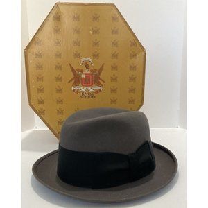Vintage Knox Premier Madison Avenue The National Fedora Hat Gray With Black Band